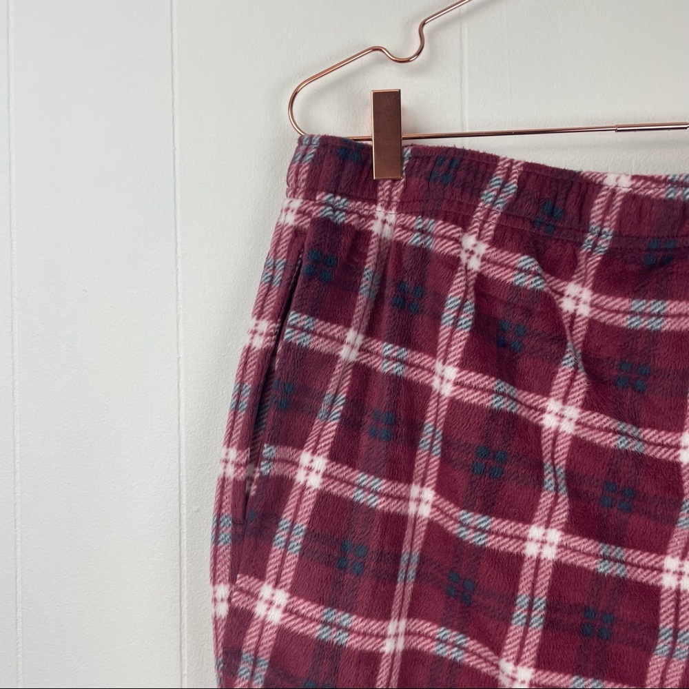 Nautica Sleepwear Red Plaid Fleece Pajama Bottoms Pants - Picture 7 of 10